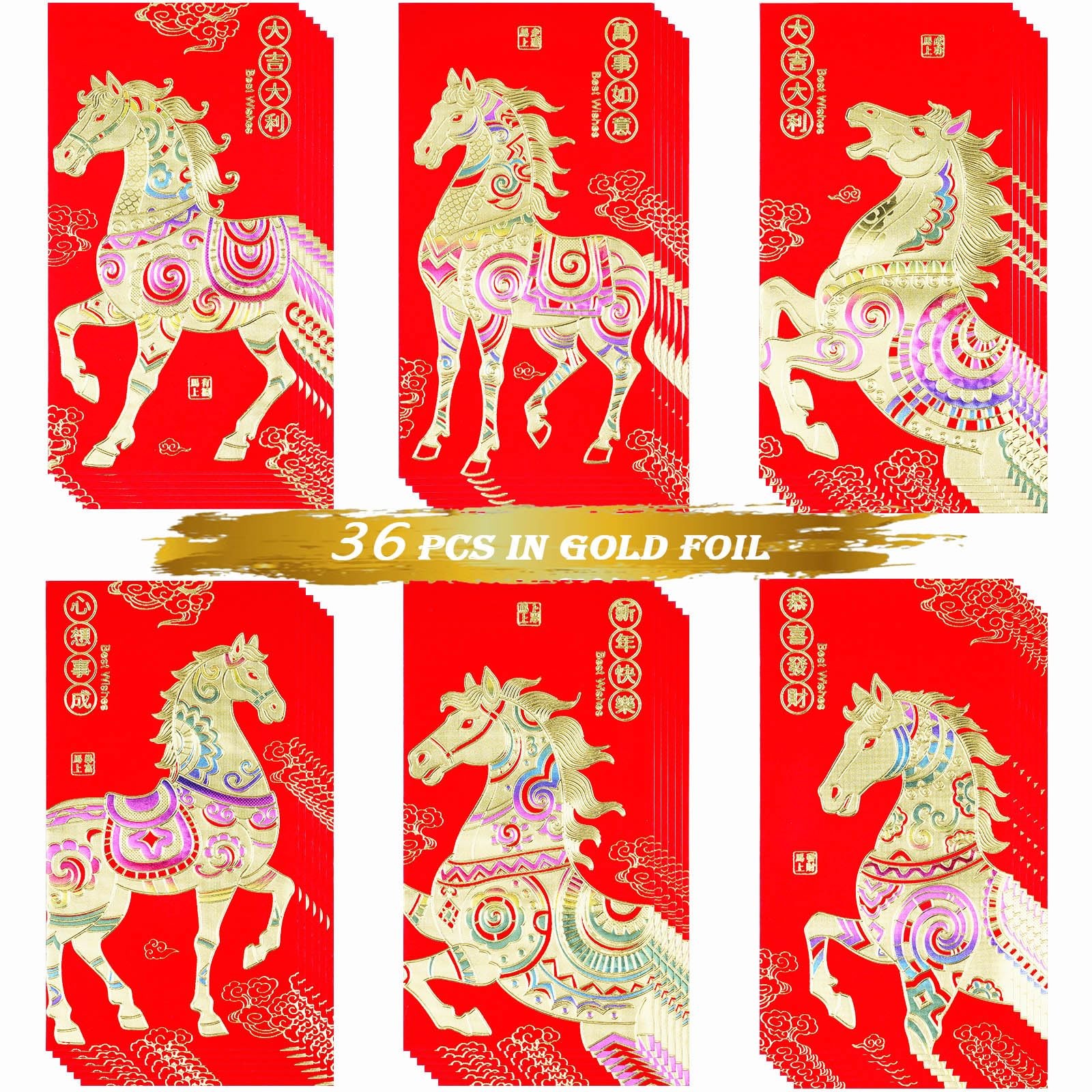 Red Envelopes Chinese New 6.7 inches x 3.5 inches, Large-36P