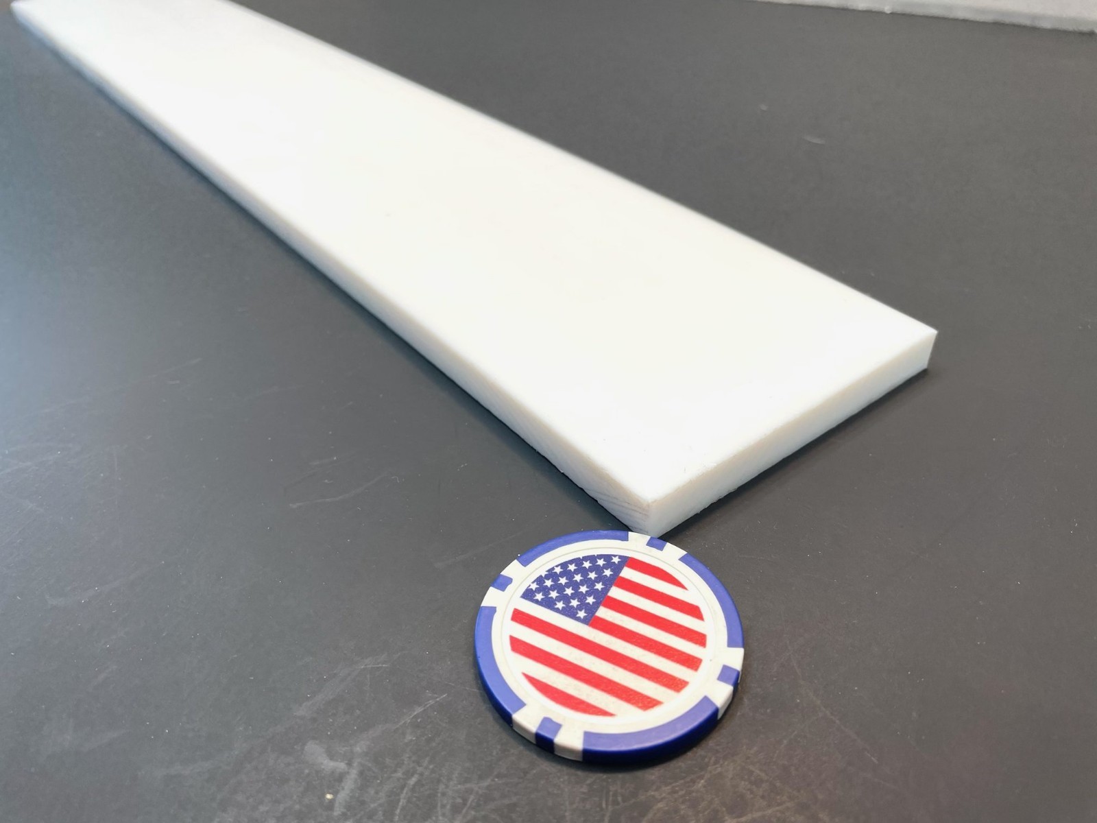 PTFE (Teflon) Virgin Bar 3/8″ – .375″ Thick x 3″ Wide x 12″ Long White