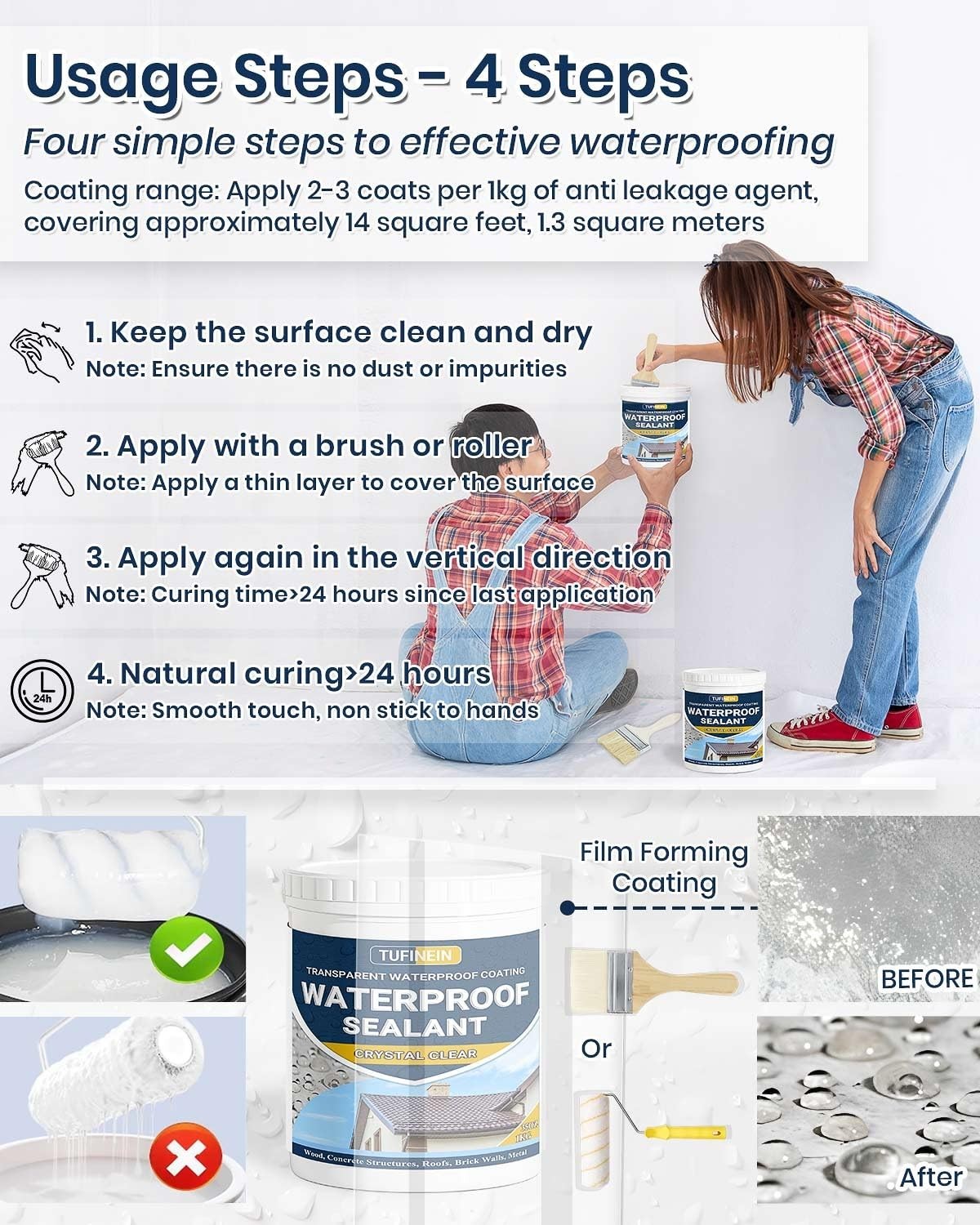 70oz Clear Waterproof Sealant for Indoor and Outdoor Use on Various Surfaces