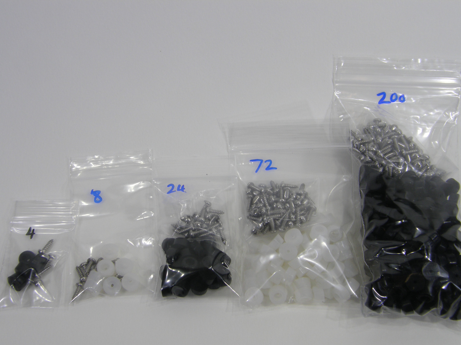 Extra Small 3/8″ DIA Rubber Bumpers with Stainless Steel Screws (Black or Clear)