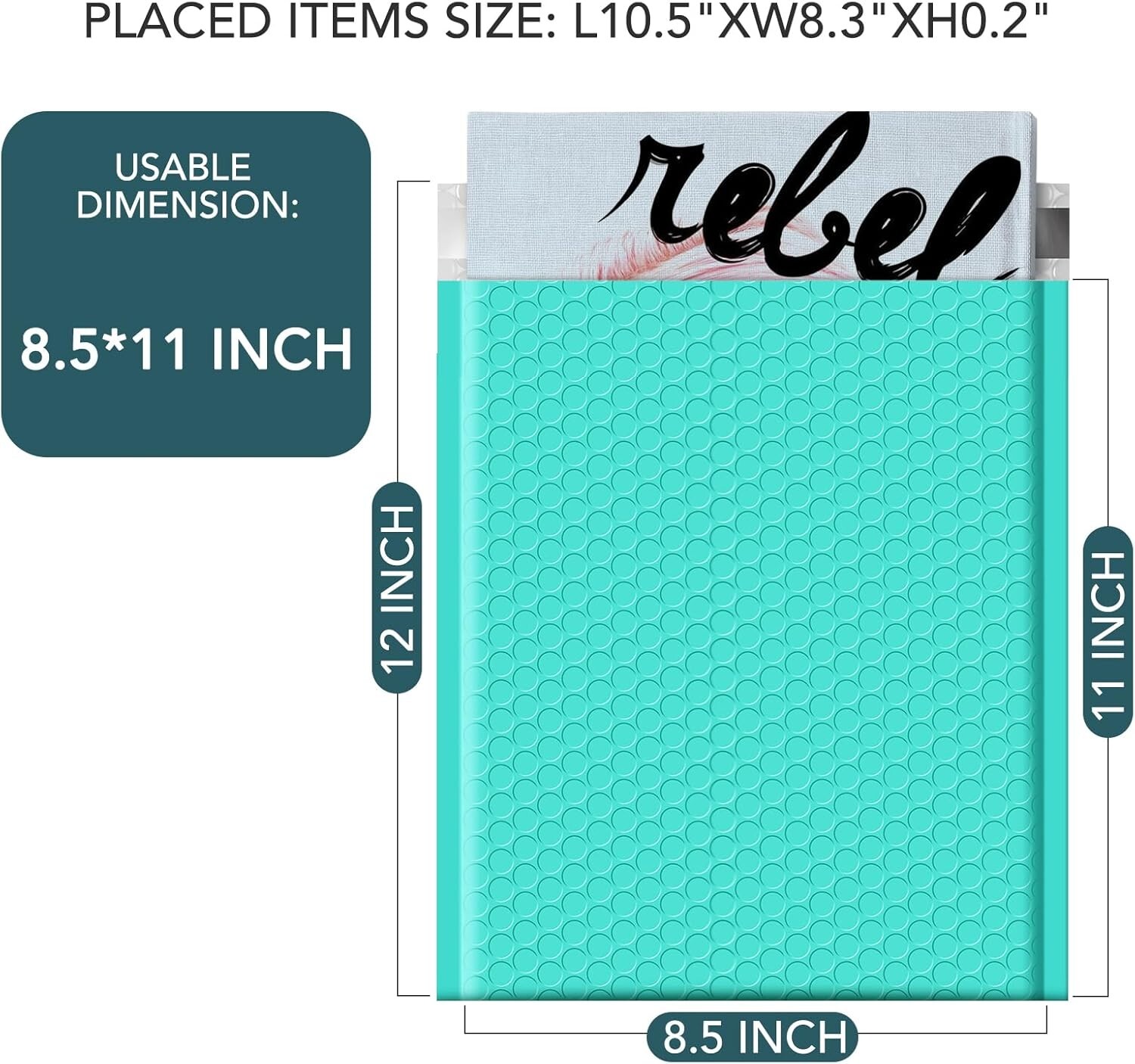 500x Bulk Bubble Mailers 8.5×12 Padded Envelopes 8.5×11 Poly Mailing Bags Teal