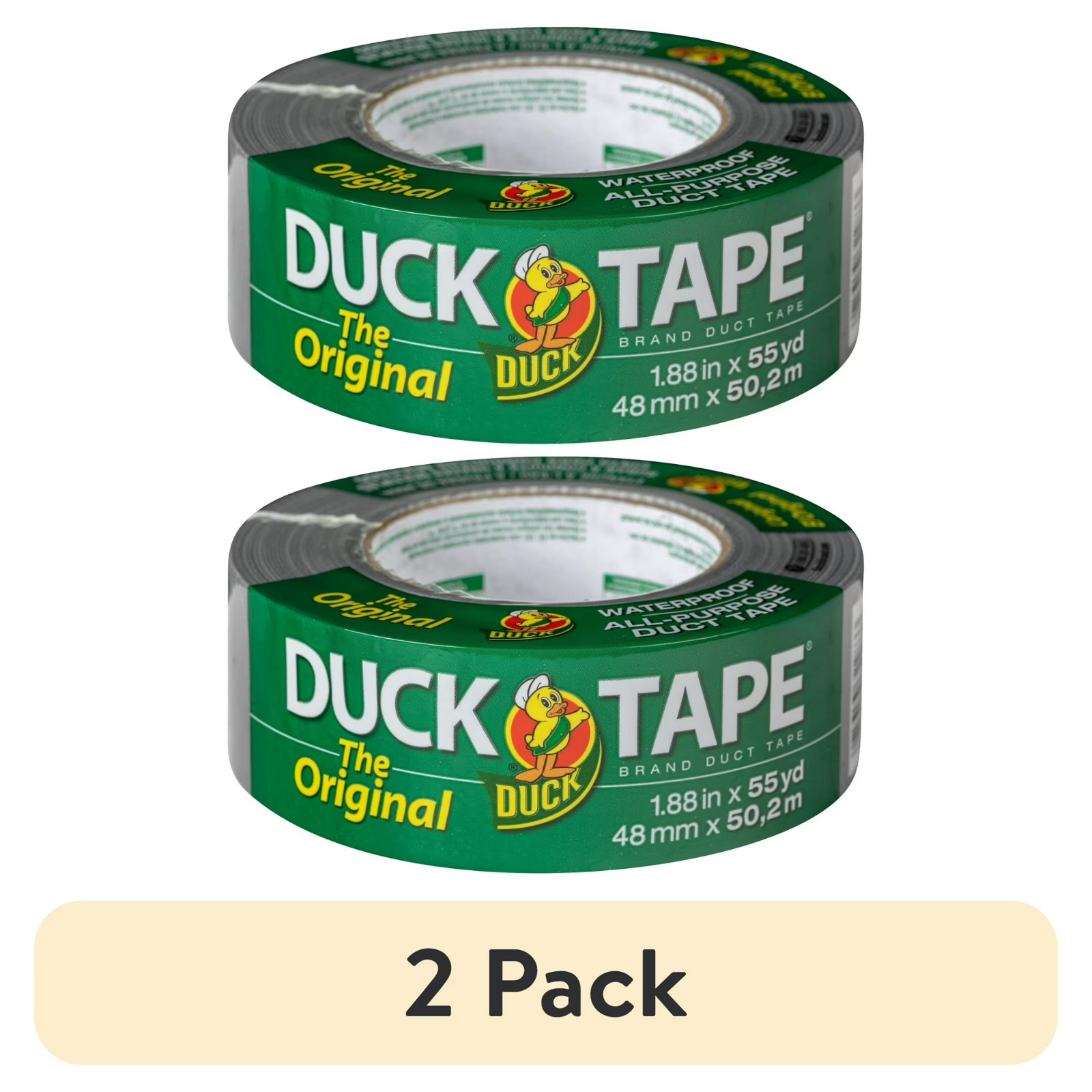 (2 pack) The Original Duck Tape Brand Duct Tape, 1.88 in. x 55 yd Silver