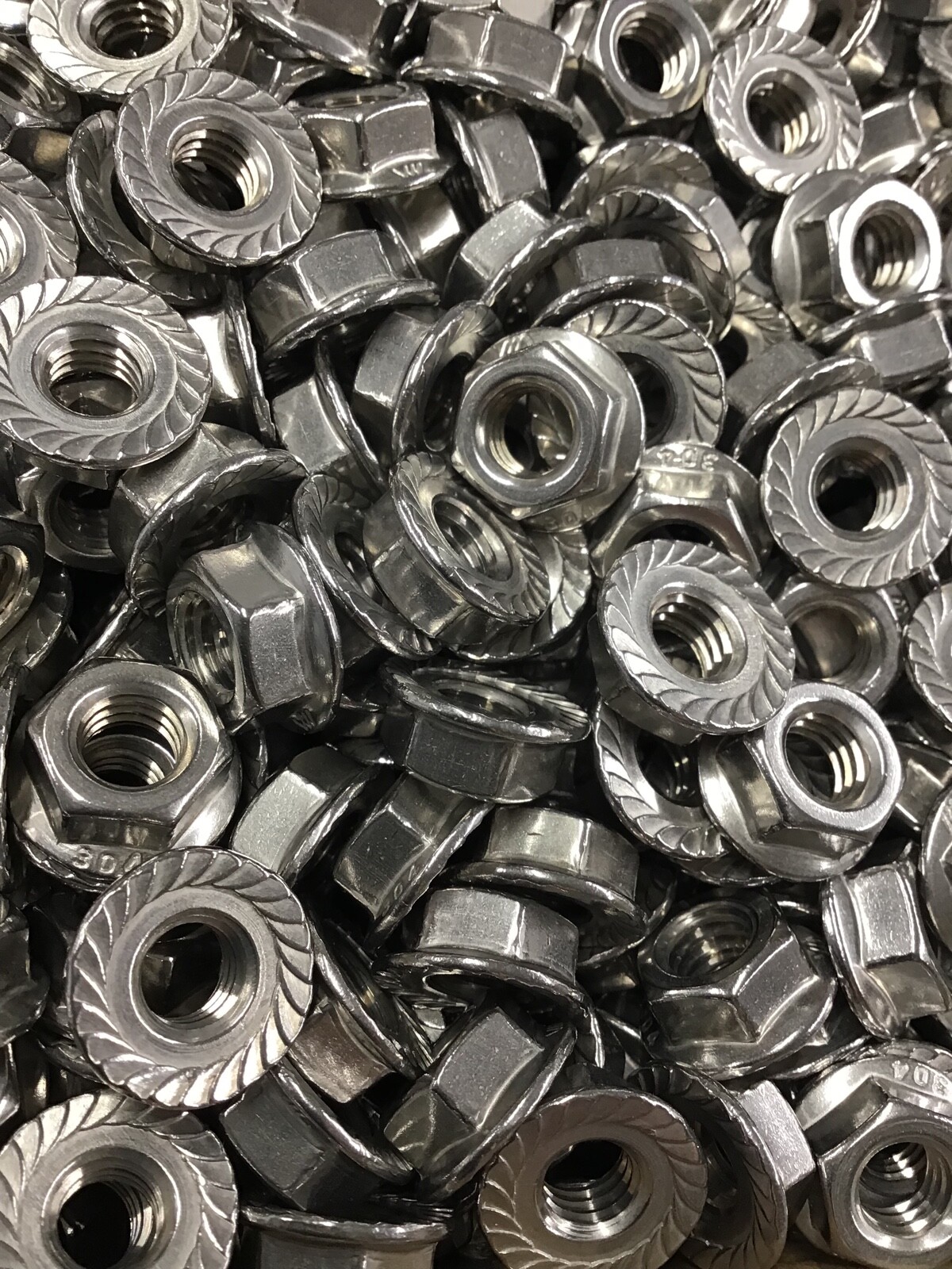 Flange Nuts Stainless Steel, Serrated Base for Locking Main Sizes Available