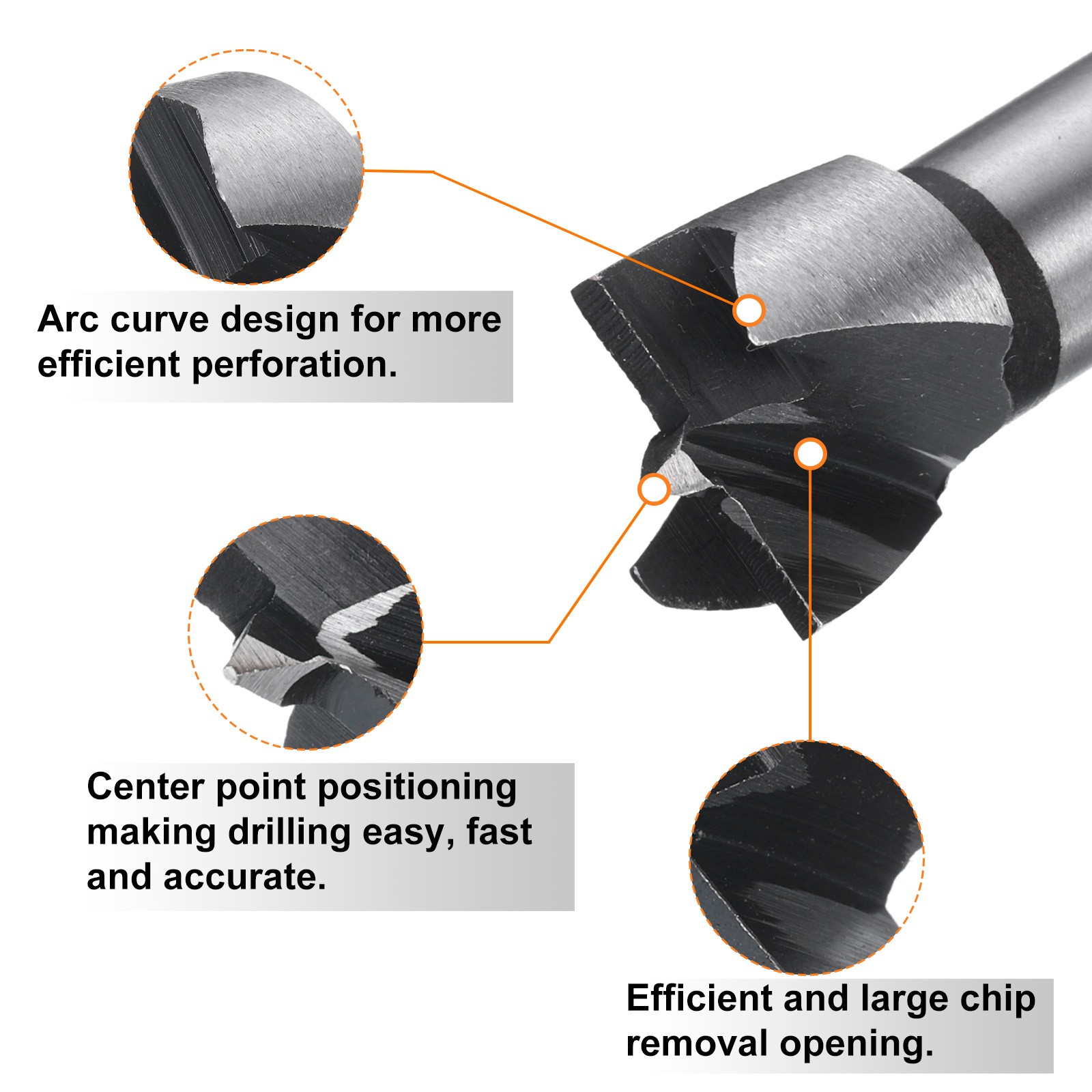 Forstner Drill Bit 5/8″(15mm) Single Tooth Flat Wing Wood Drilling Bit