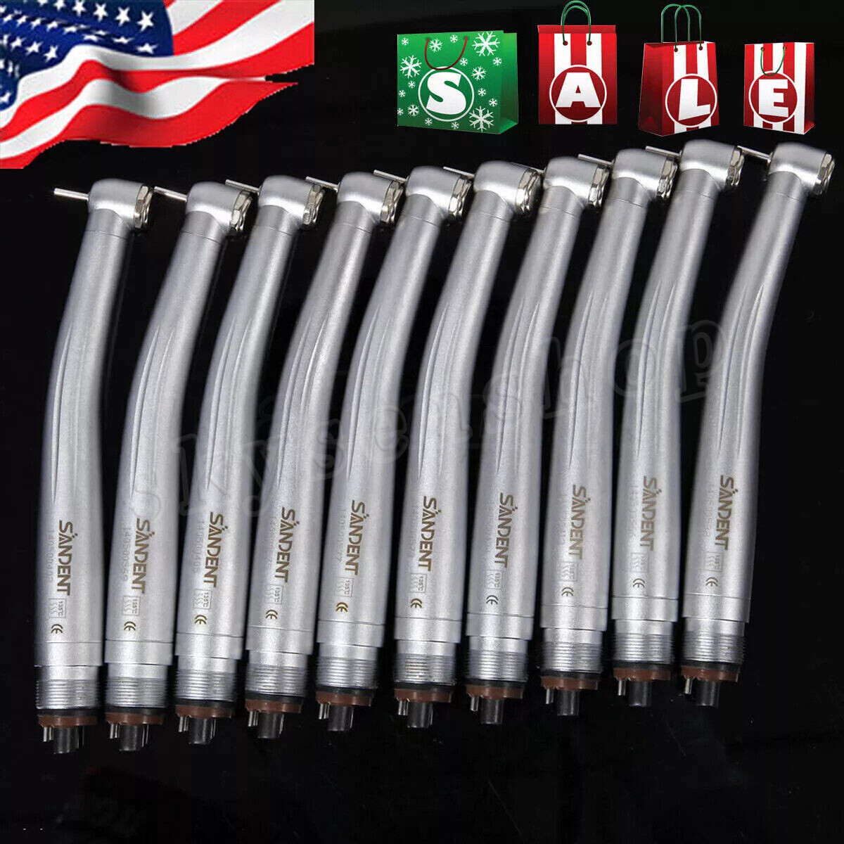 10 SANDENT NSK Style Dental High Speed Handpiece Push Button Standard Head 4Hole