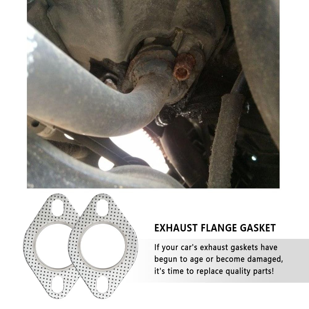 2PCS Car Exhaust Gasket,2.25″ 2-Bolt Exhaust Flange Gasket Car 2.25inch