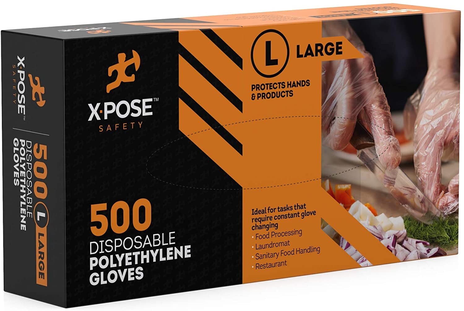 500 Clear Poly Gloves -Single Use, Transparent, Non Latex, Size Large