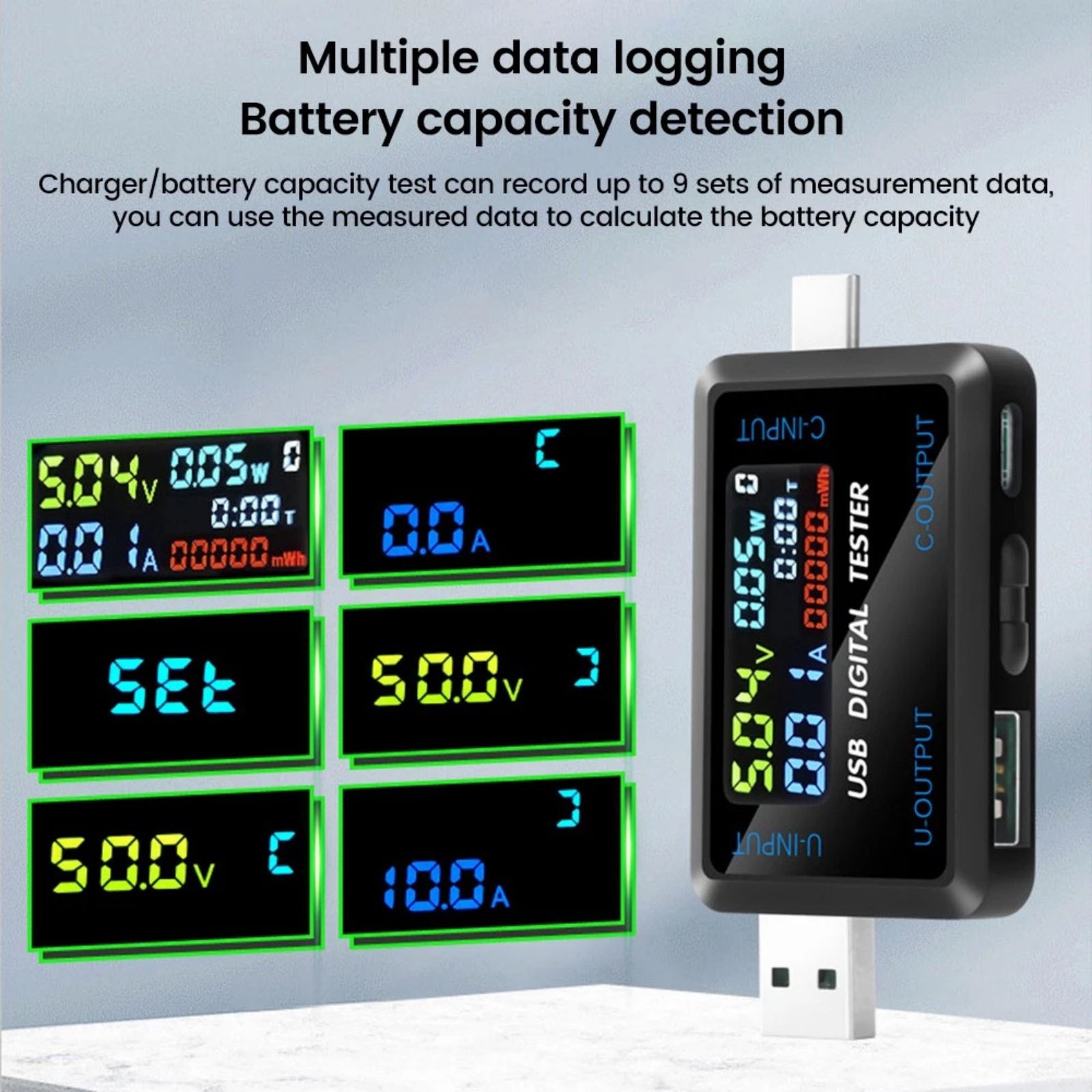 Portable USB C Voltmeter Current Meter Tester for Power Bank Charger Cable Test
