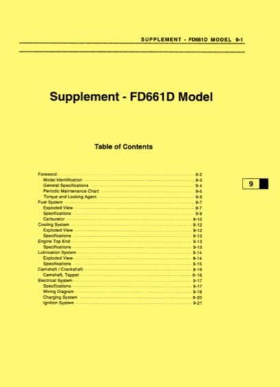 Kawasaki FD620D FD661D 2-in-1 SERVICE MANUAL and SUPPLEMENT MANUAL