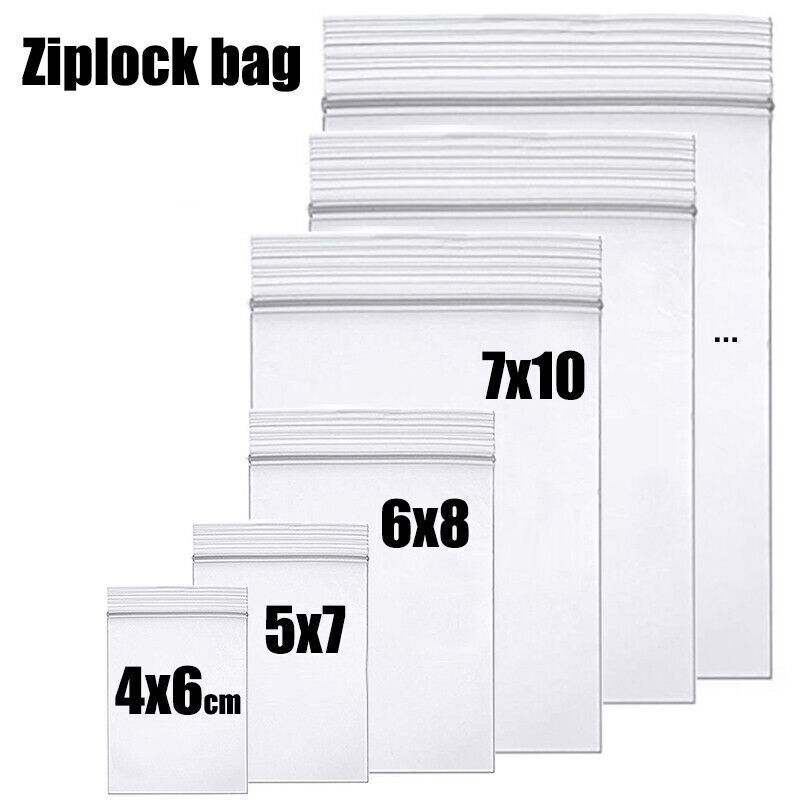 Clear Reclosable Seal Bag Plastic Poly Zipper Bags Zipper W/Hang Hole 4Mil THICK