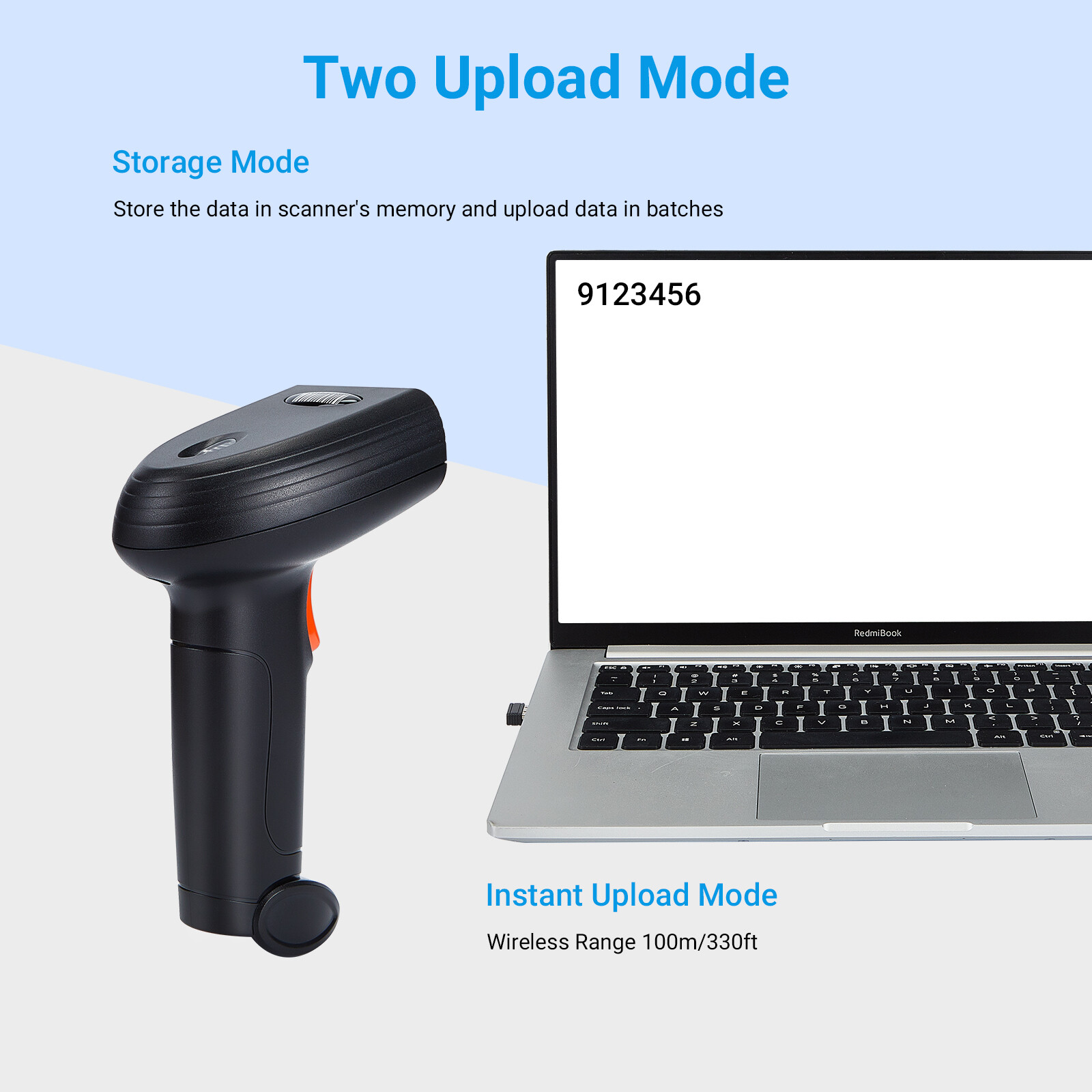 Handhold Wireless Code Scanner Bluetooth USB QR Code Reader for Store Warehouse