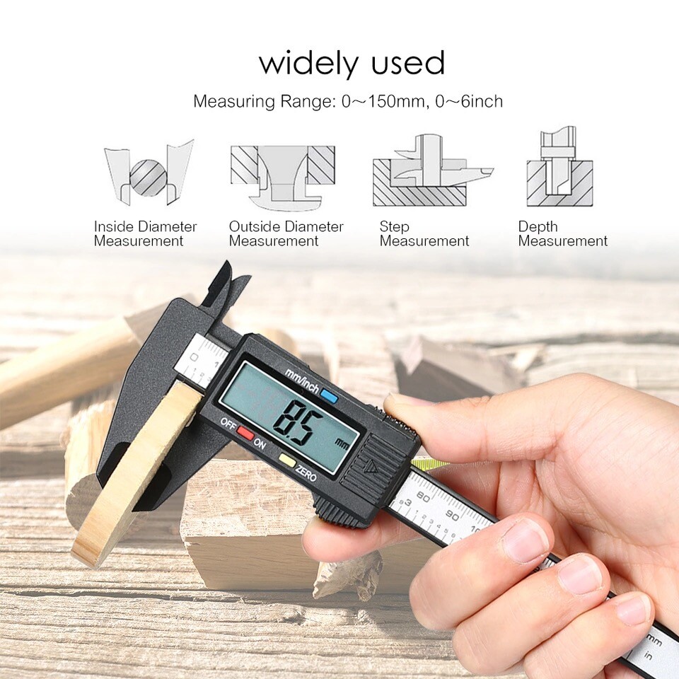 6″ 150mm Carbin Fiber Electronic Digital Vernier Caliper Micrometer Guage LCD