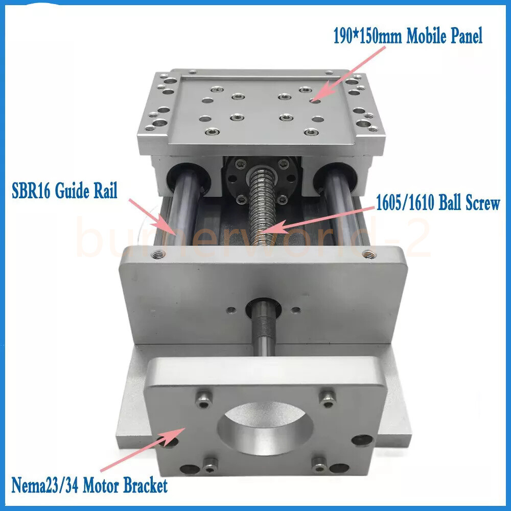 100-1000mm Linear Rail Sliding Table Cross Slide Module SBR Guide Rail SFU1605