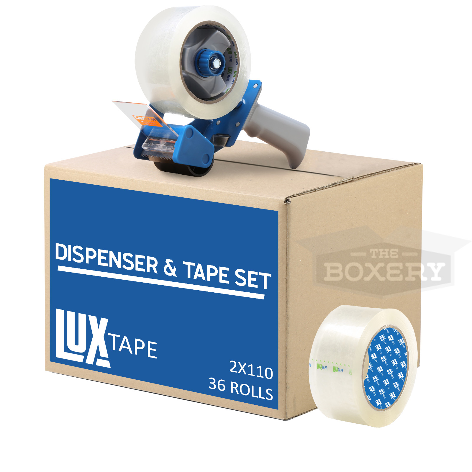 Tape & Dispenser Combo 36 Rolls Clear 2”x110yds Packing Tape with 2” Dispenser