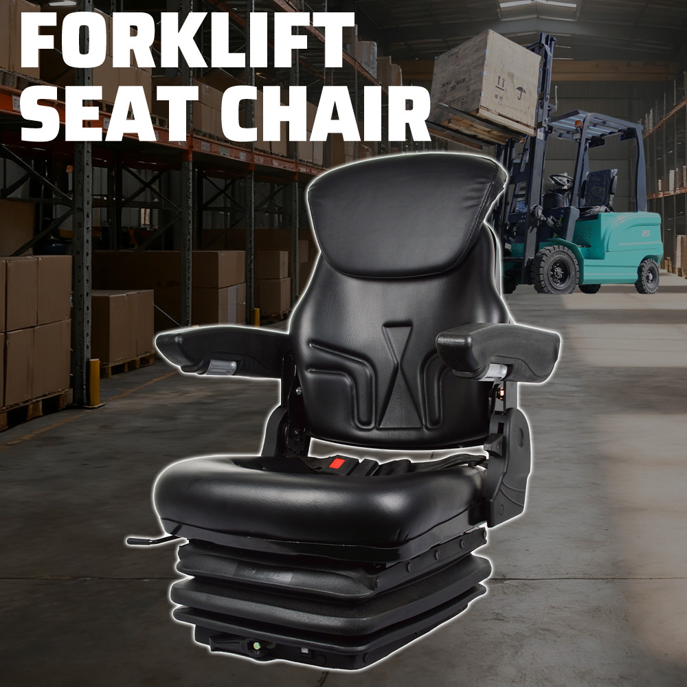 NEW Tractor Forklift Seat Suspension Adjustable Backrest Armrest Safety Belt
