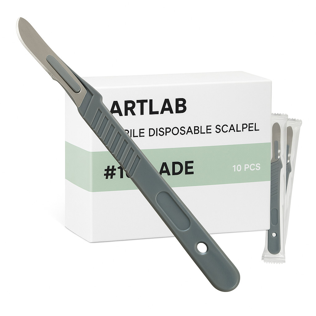 10 PCS STERILE DISPOSABLE SCALPELS #10-SINGLE USE-DENTAL, SURGICAL, DERMAPLANING