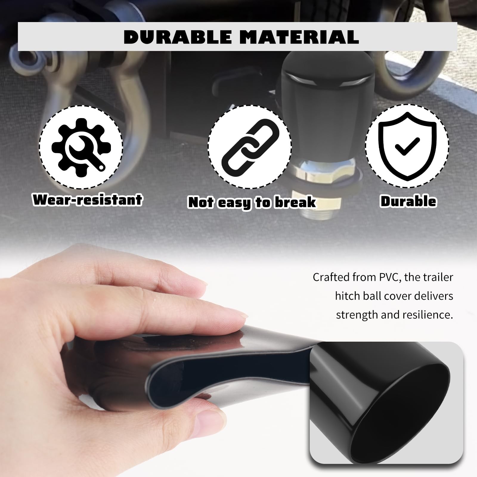 3PCS Trailer Hitch Ball Cover Kit,1-7/8″,2″,2-5/16″ 2.75×2.31×2.31 inch,