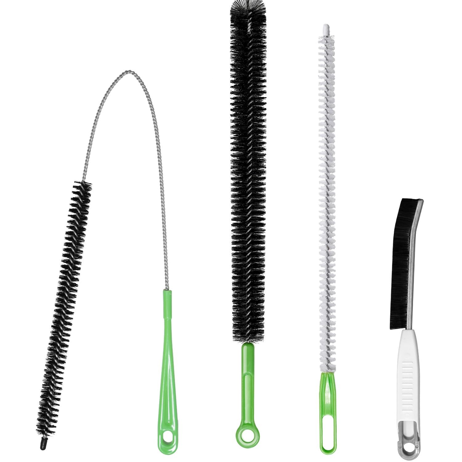 4pcs Flexible Cleaning Brush Set for Dryer Vents, Fridge Coils, HVAC Black
