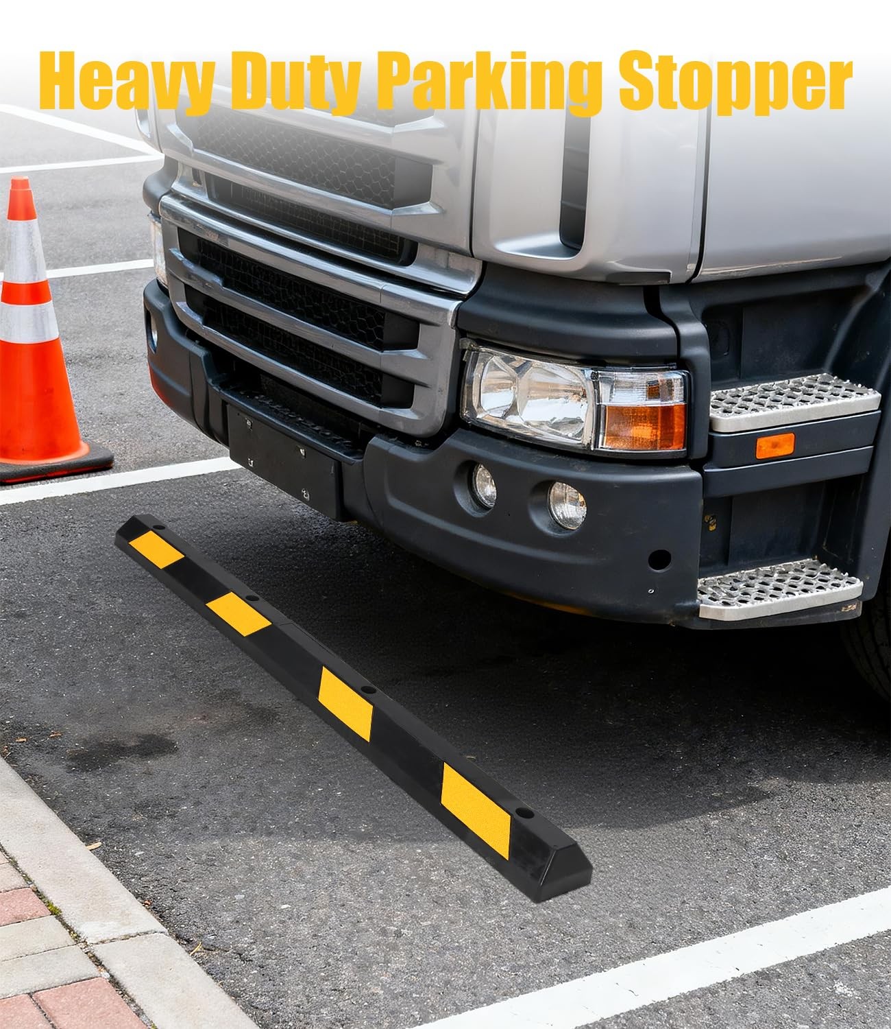 2 PCS 72″ Rubber Parking Curb Heavy Duty Parking Lot Stopper Truck Floor Stopper