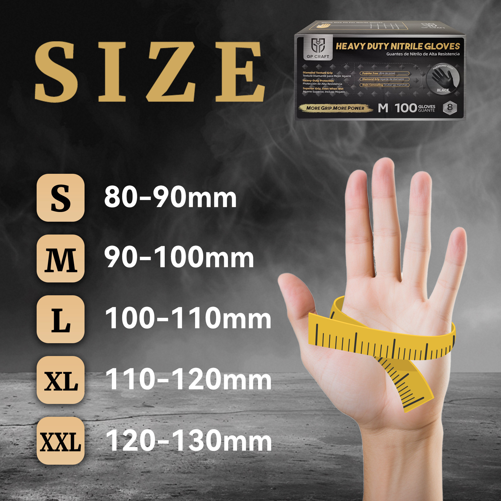 1000 Case 8Mil Black Nitrile Gloves Diamond Grip Mechanic Heavy Duty Size L