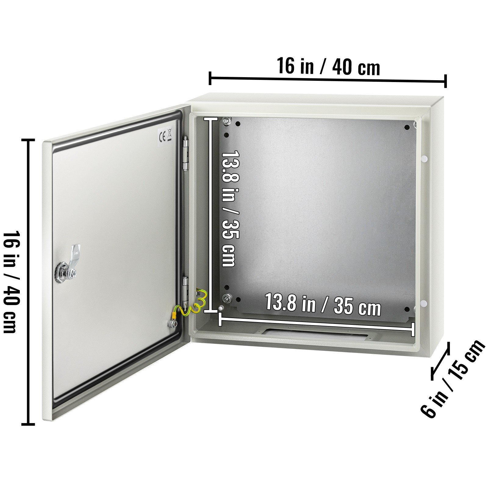 VEVOR 16x16x6” Carbon Steel Electrical Enclosure IP65 Wall Mount Junction Box