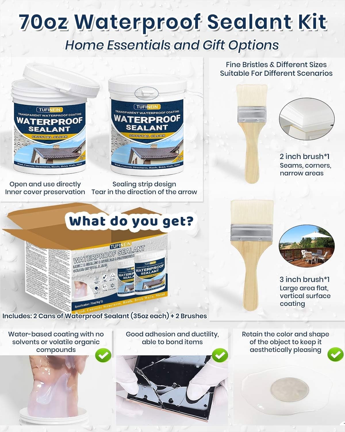 70oz Clear Waterproof Sealant for Indoor and Outdoor Use on Various Surfaces