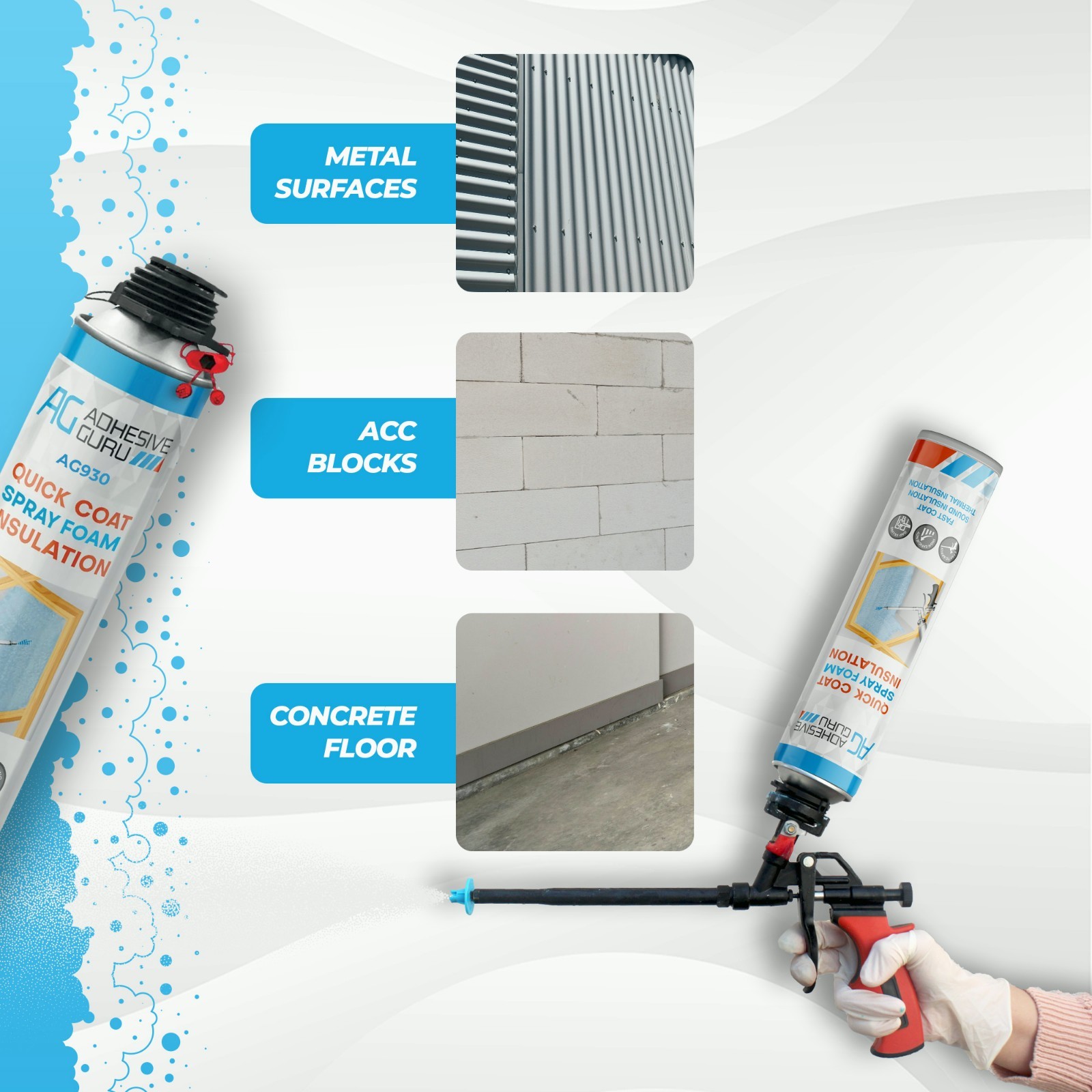 QuickCoat Closed Cell Spray Foam Insulation Kit for Wall–36×32.8oz Covers 720