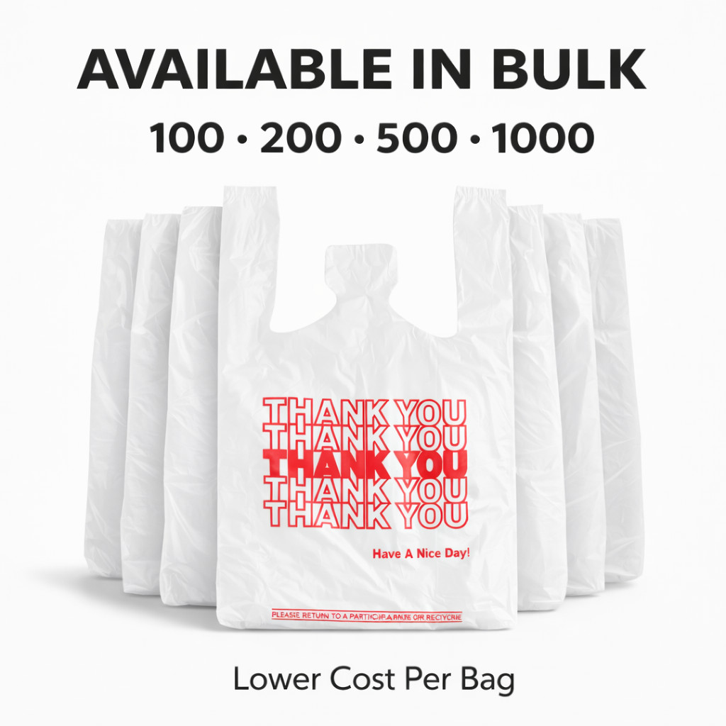 Bags 1/12 Extra Small 7×3.5×13 THANK YOU T-Shirt Grocery Shopping Bags Plastic