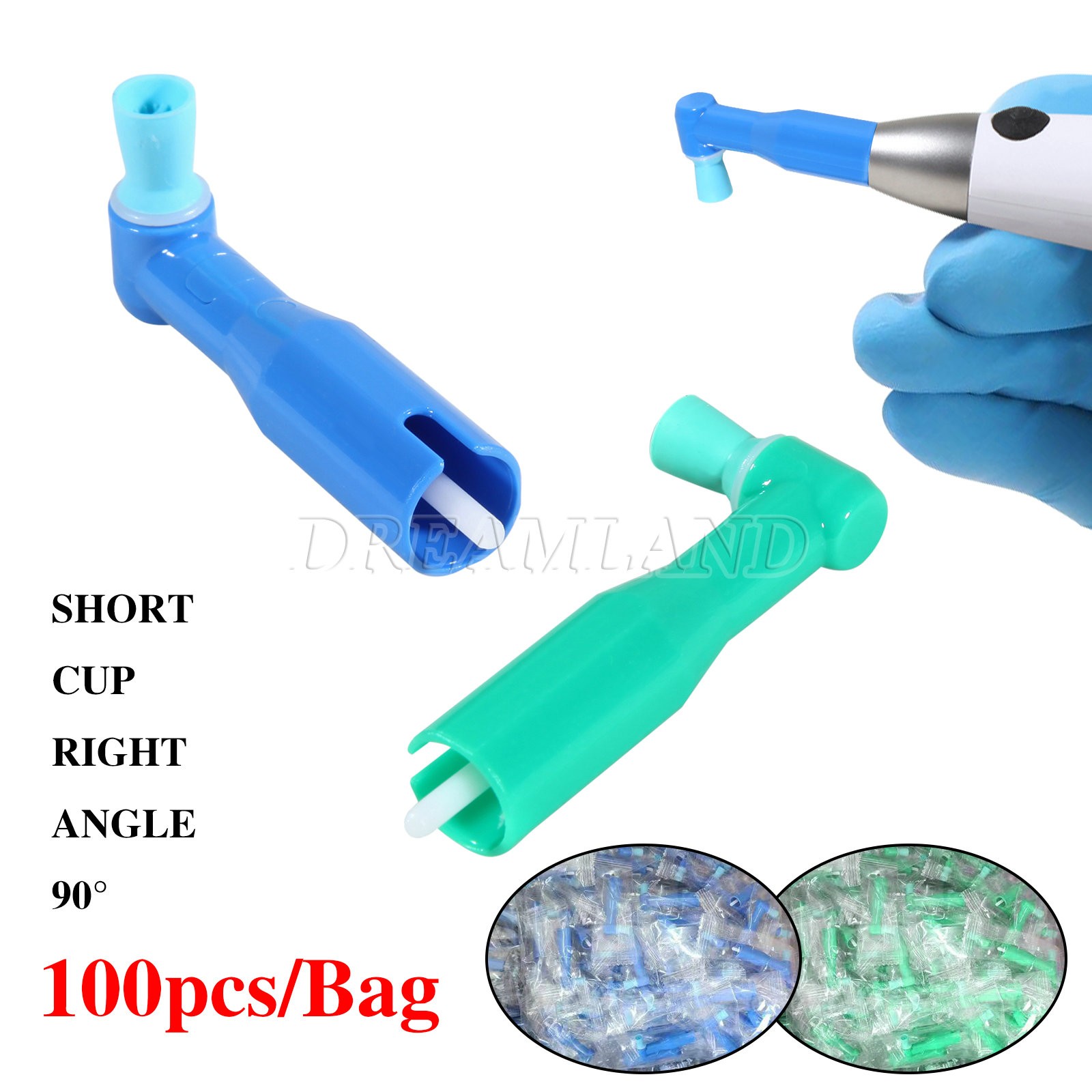 100-1000*Dental Disposable Prophy Angles Cup Latex Free Right Angle 90° DL