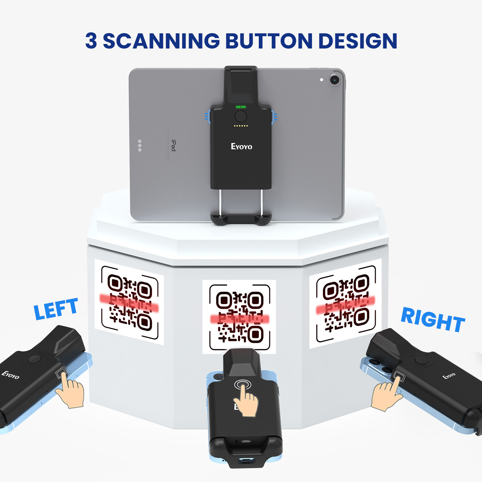 Eyoyo Mini 2D QR Code Wireless Bluetooth Barcode Scanner for Android IOS Phone