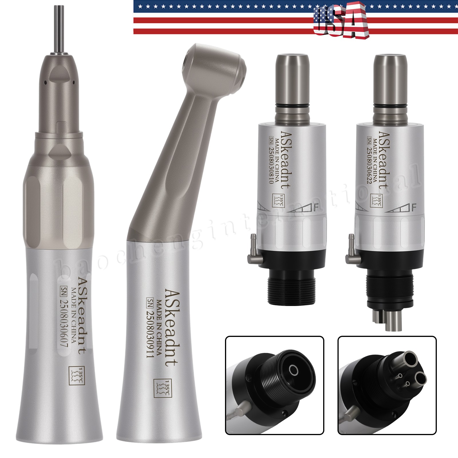 NSK Style Dental Low Speed Handpiece Contra Angle Straight Air Motor 2/4Holes