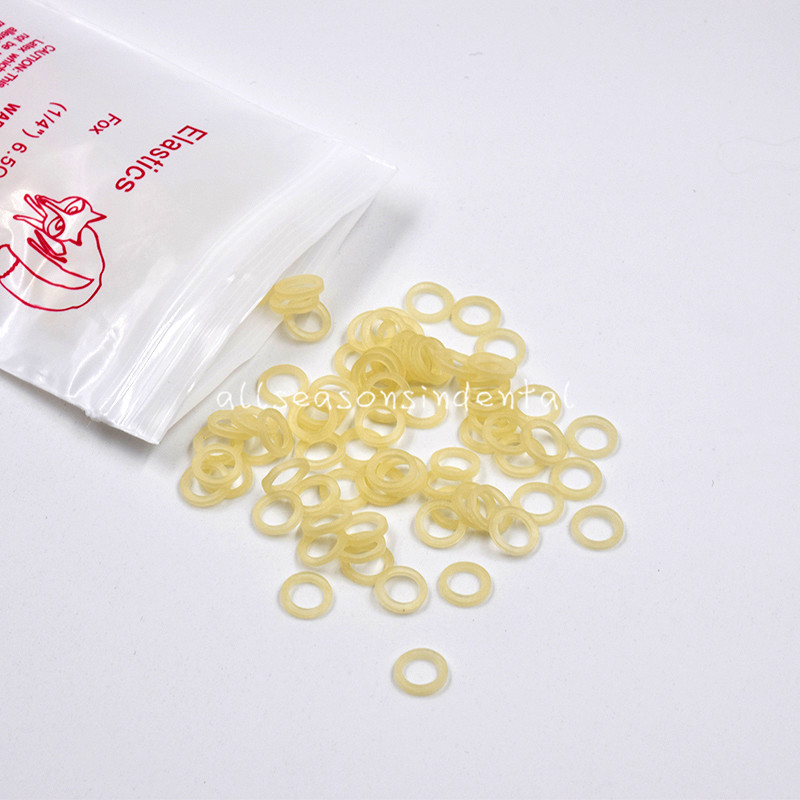 100 Pcs/Pack Dental Latex Rubber Band Orthodontic Elastic 6.5Oz Fox 1/4”(6.4mm)