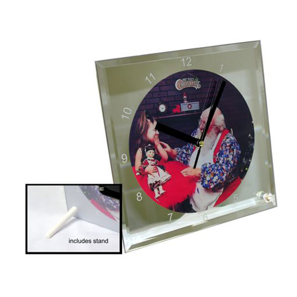 US Stock- 20 pcs/pack 7.8″ x 7.8″ Sublimation Blank Glass Photo Frame with Clock