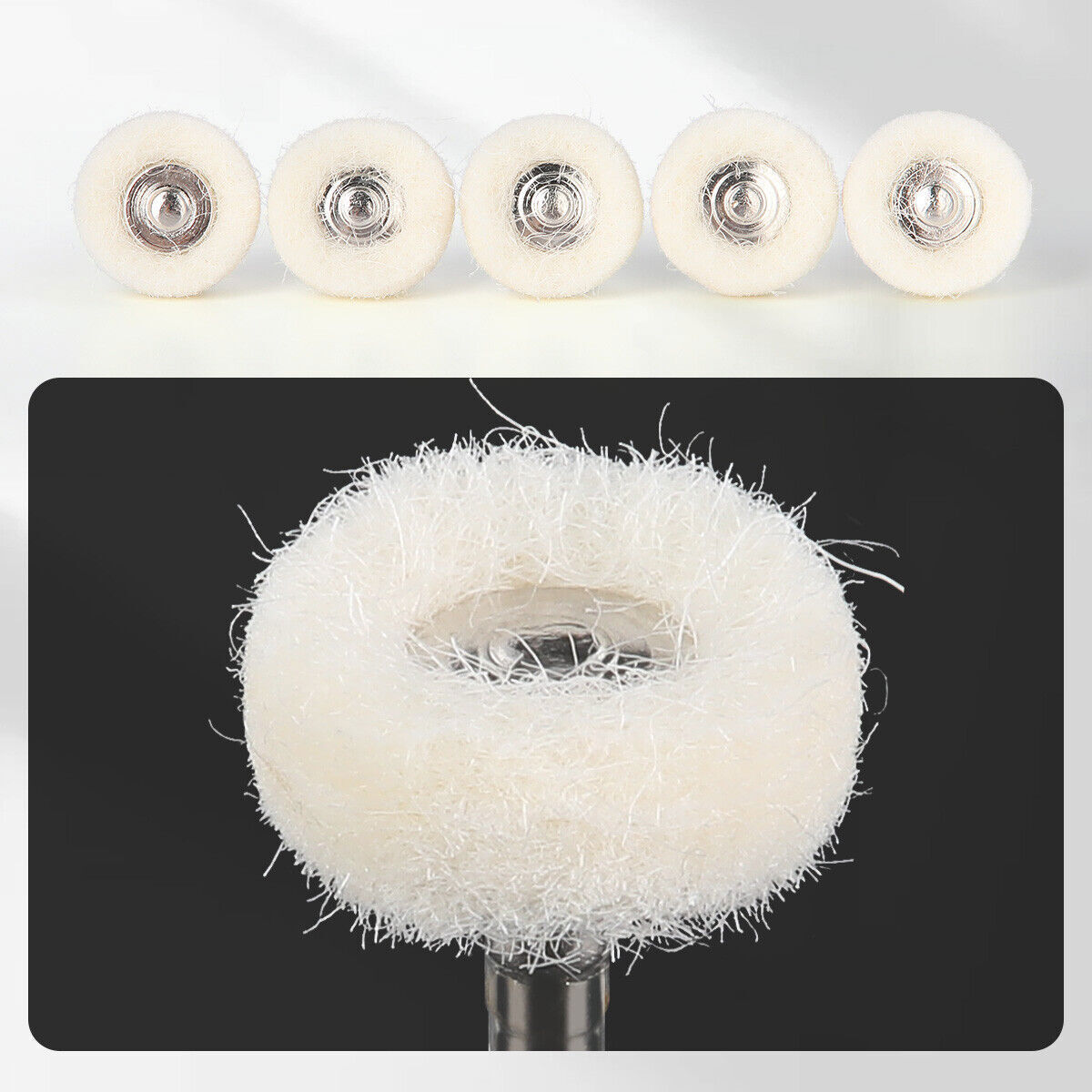Rueda de cepillo de pulido dental RA 2.35mm cabello blanco de cabra/fieltro/algo