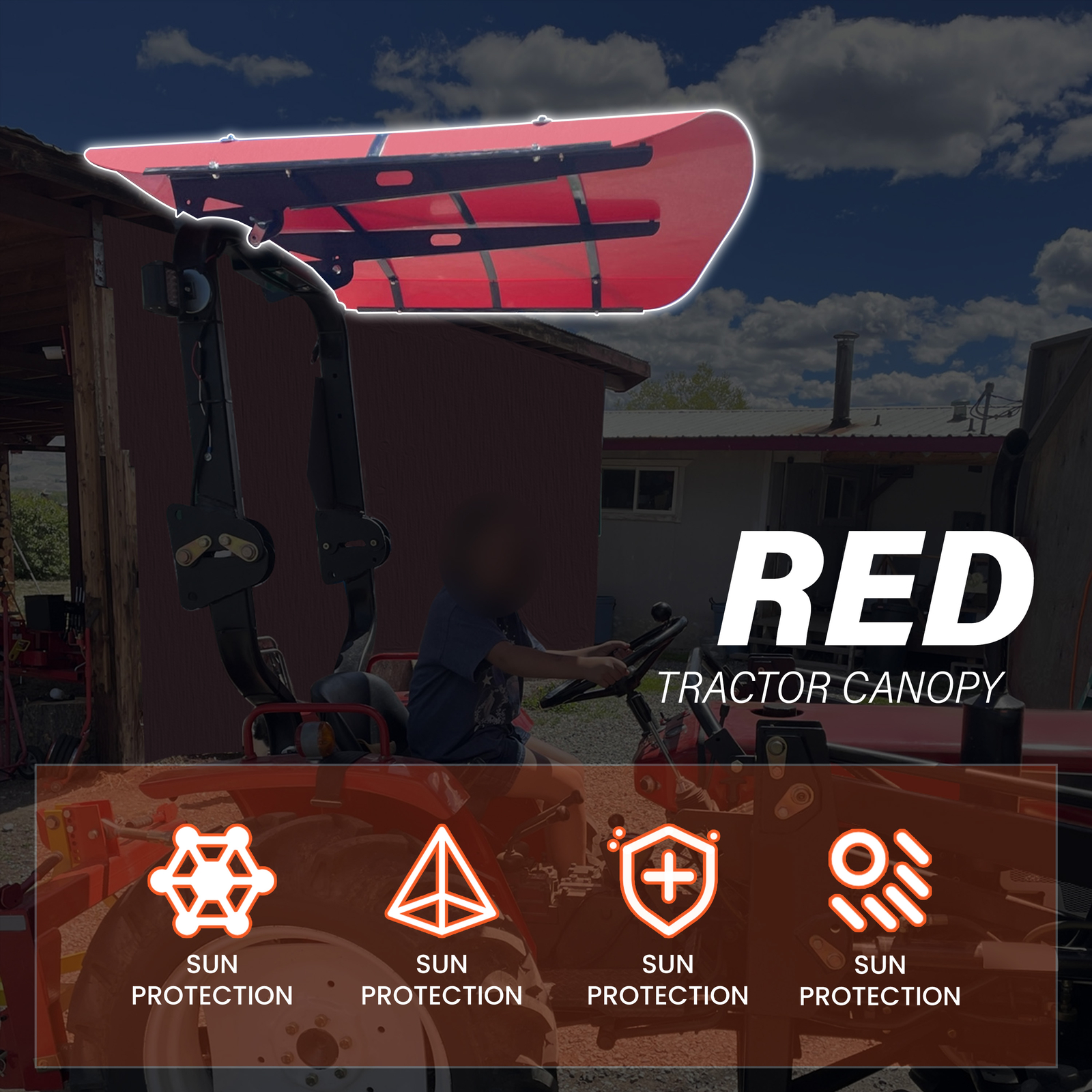 Tuff Top Tractor Canopy For ROPS 52″ X 52″ – Red
