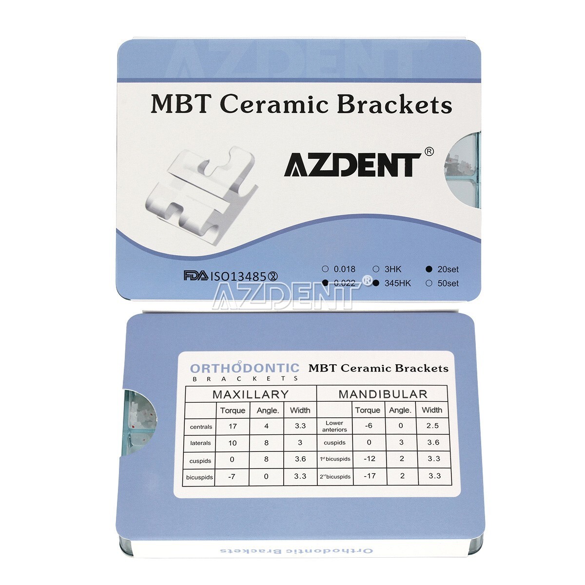 AZDENT Dental Orthodontic Ceramic Brackets Braces Roth MBT .022 Hooks 3 4 5