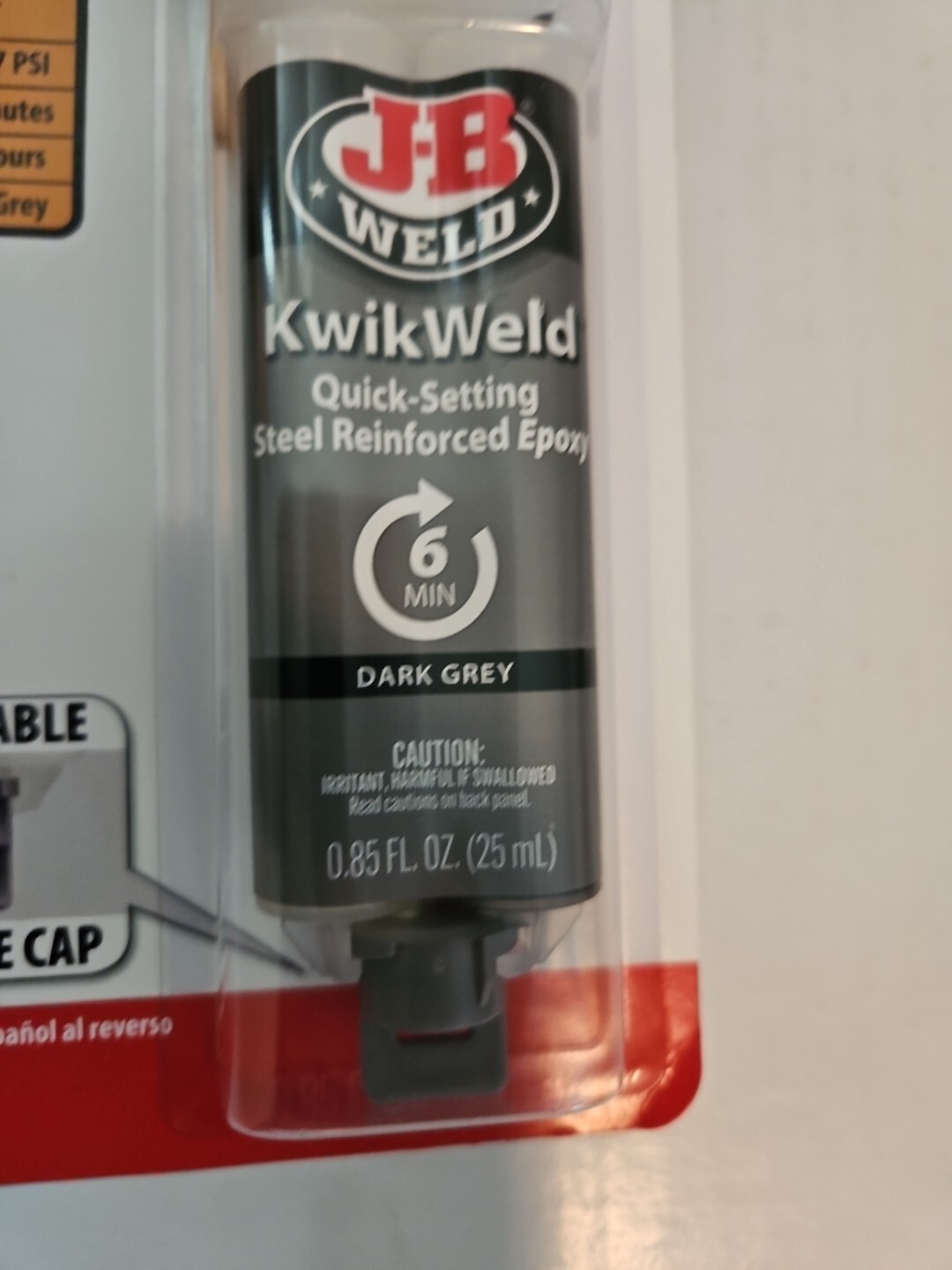J-B Weld 50176 KwikWeld Steel Reinforced Epoxy Syringe Dark Grey 25 ml/.85oz New