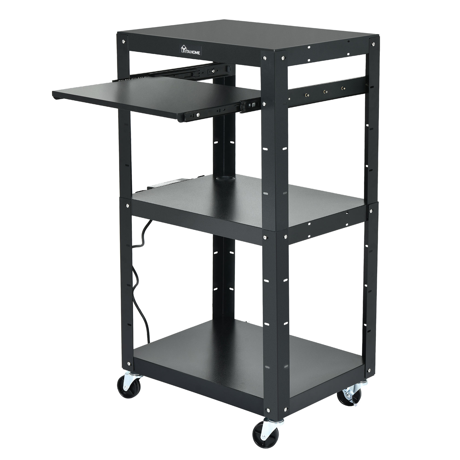 41” 3-layers Media Laptop Computer AV Cart Tabel w/ Power Strip Office Room