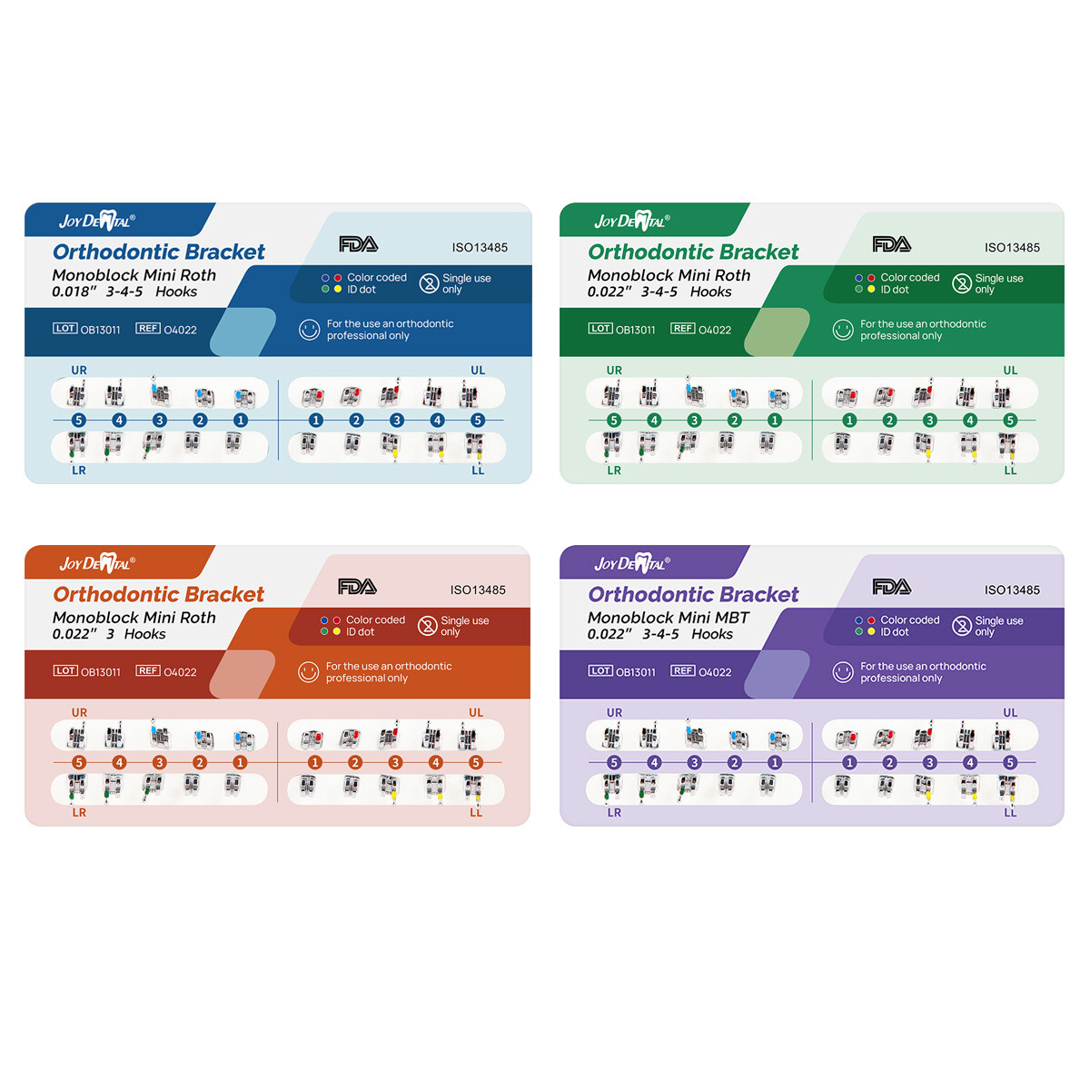 10Pks Orthodontic Dental Brackets Braces Metal Mini Roth MBT.022/.018 3/345Hooks