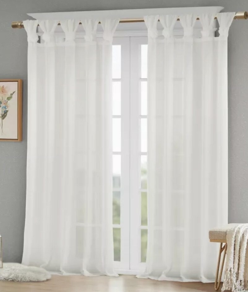 100% Polyester Floral Embellished Cuff Tab Top Solid Window Panel,MP40-5646