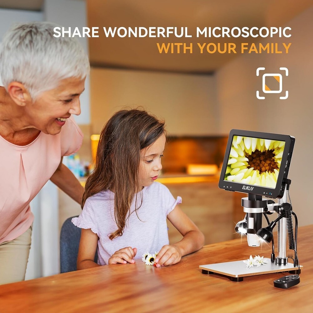 Elikliv 1200X Digital Microscope HD Camera 7″ LCD 1080p Coin Magnifier w/ Light