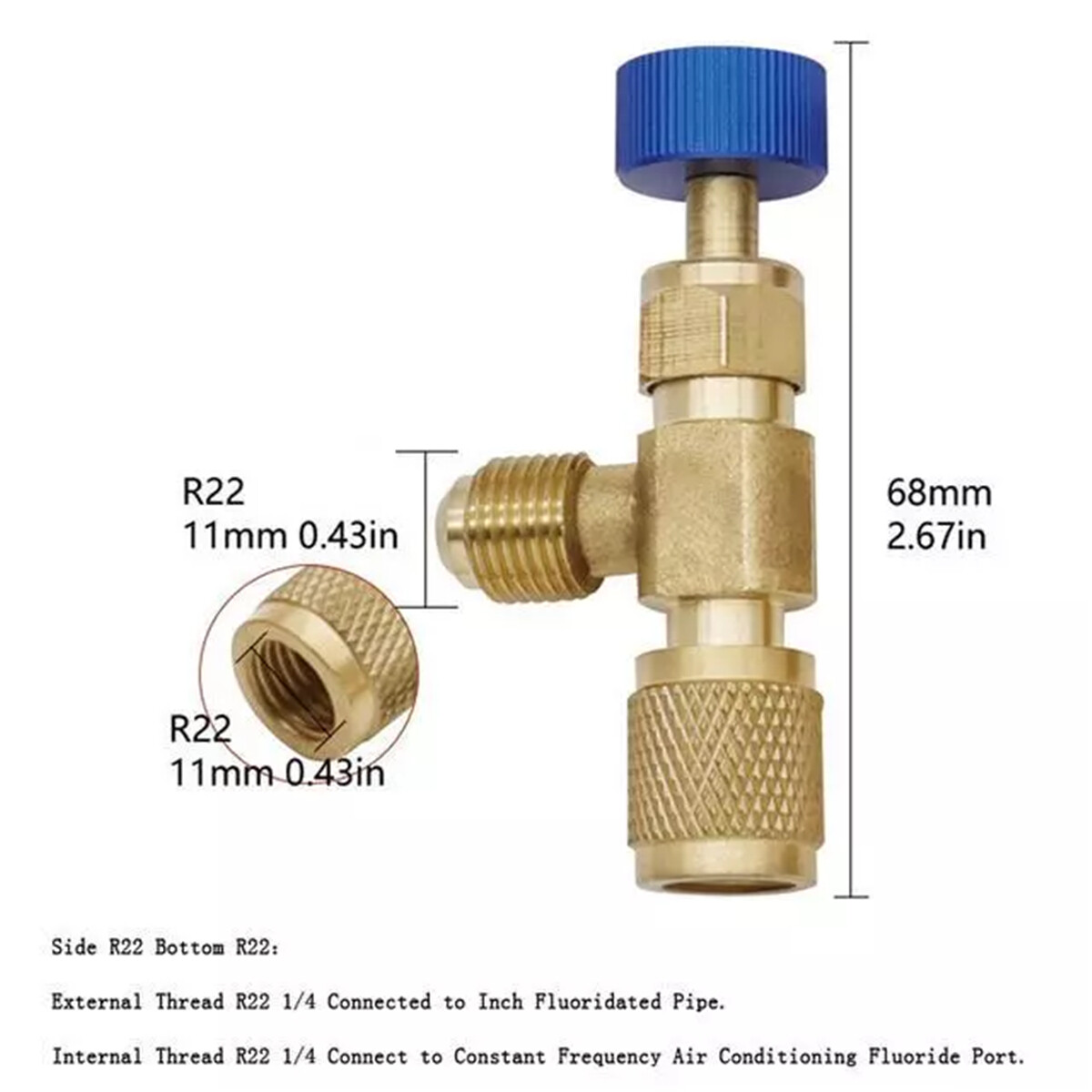 2PCS R410 R22 Refrigerant Service Charging Shut off Adapter Control Valve HVAC