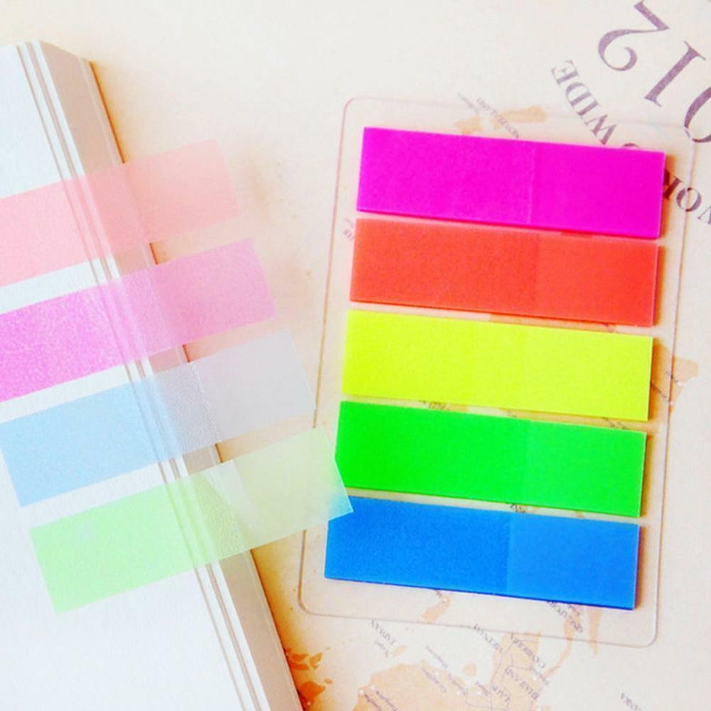 100Pcs Fluorescence Sticky Notes Memo Flags Bookmark Sticker NEW