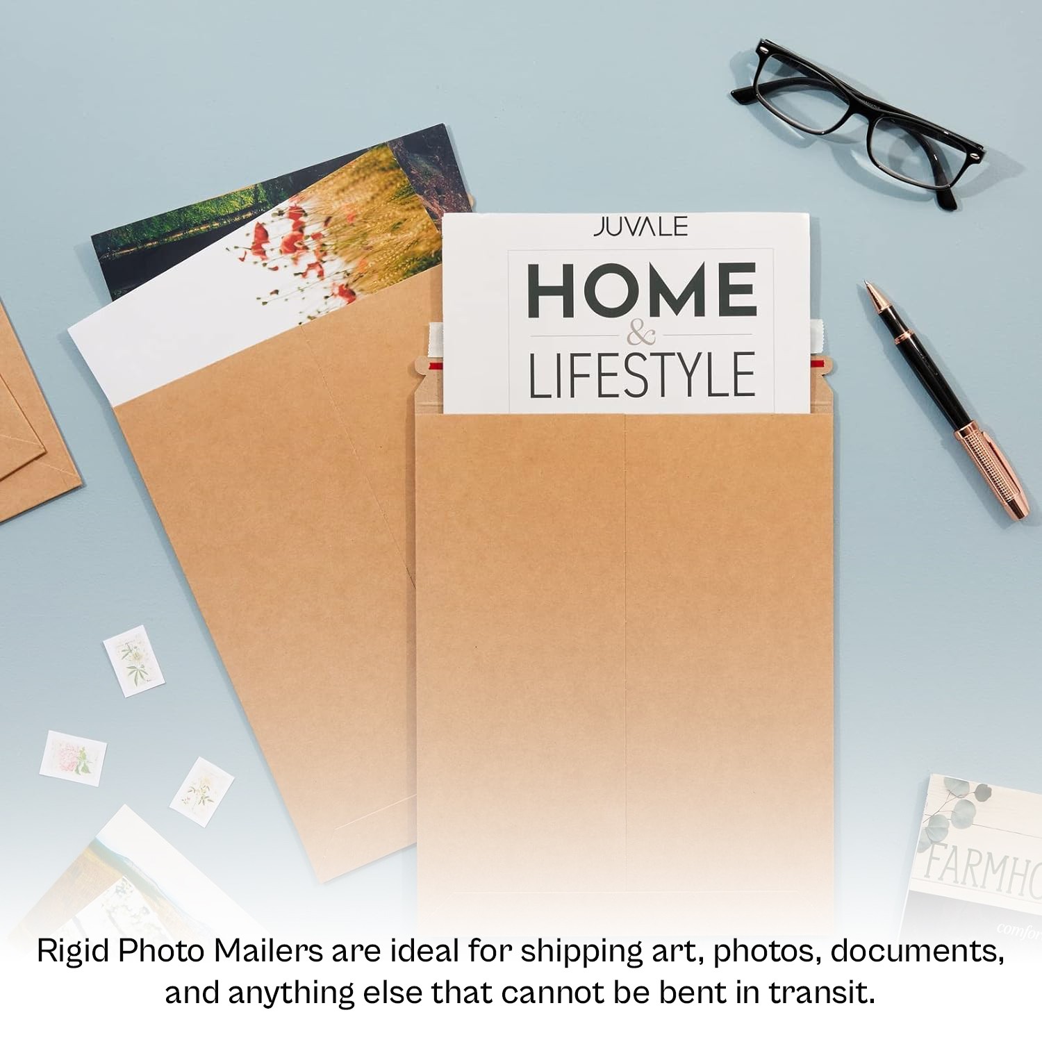 100-400 Kraft Rigid Photo Document Mailers Flat Cardboard Envelope 28 pt