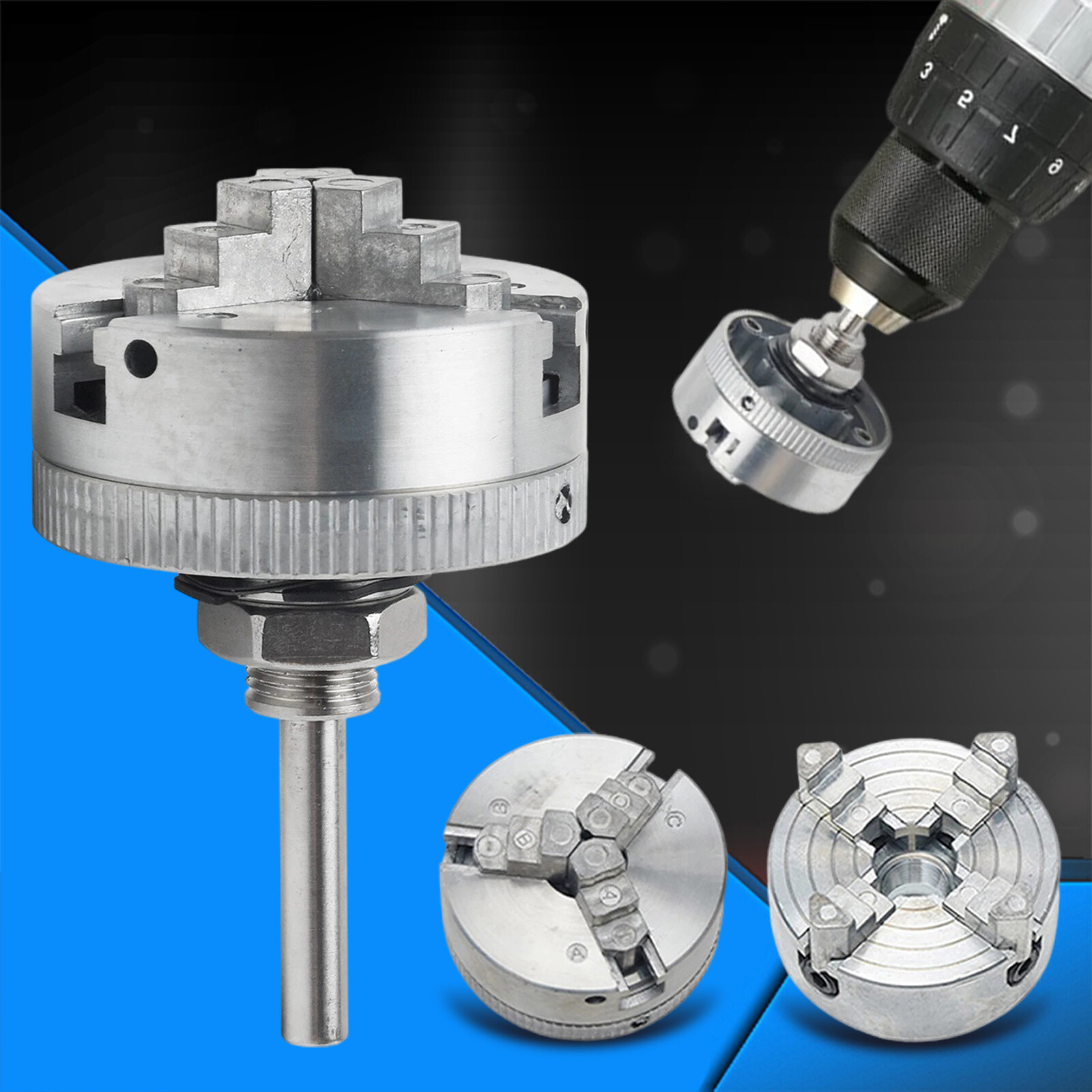 Metal 3/4 Jaws Manual Lathe Chuck Clamp Self-Centering Mini Drill Chuck