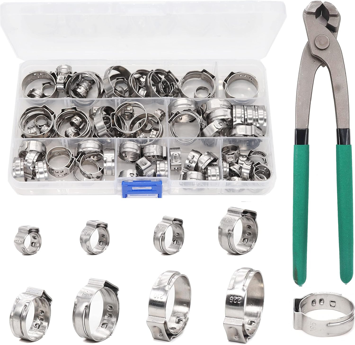 Single Ear Hose Clamps, Oetiker Clamps, 92Pcs(6.0Mm-22.6Mm) Crimp Pipe Clamps As