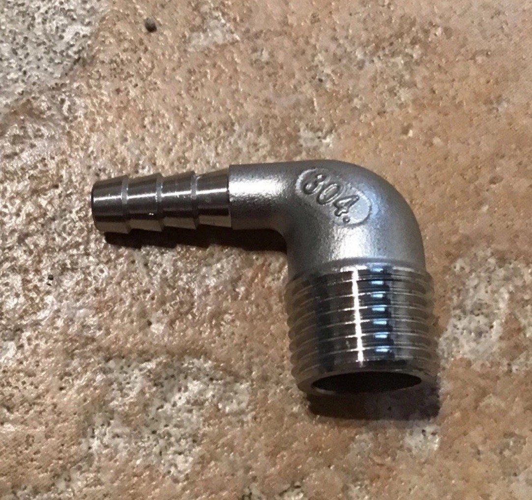 5/6 Hose Barb X 1/2 NPT Elbow Barbed Thread/ New In Box / 2 Items