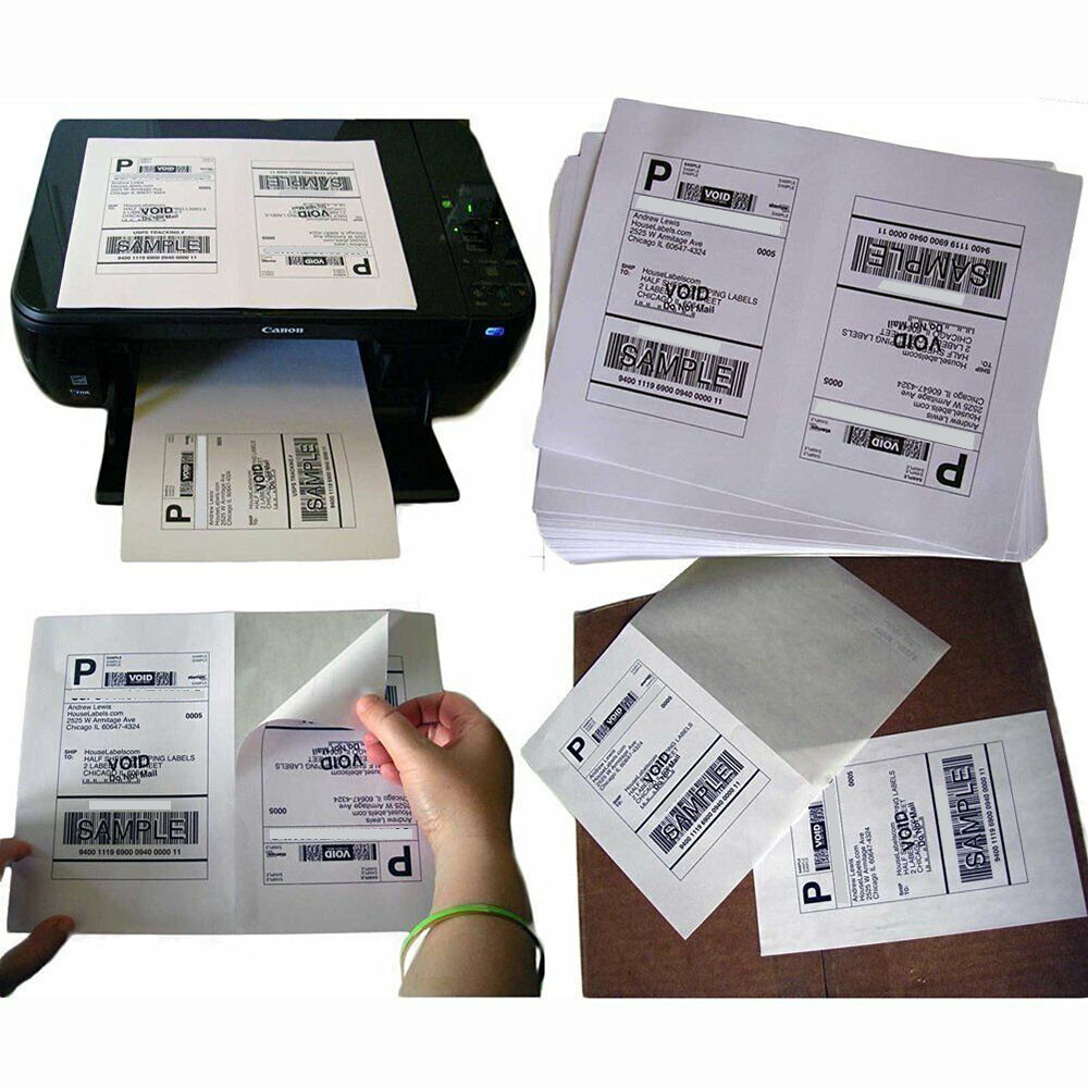 50-20000 Shipping Labels 8.5″ x 5.5″ Half Sheets Blank Self Adhesive 2 Per Sheet