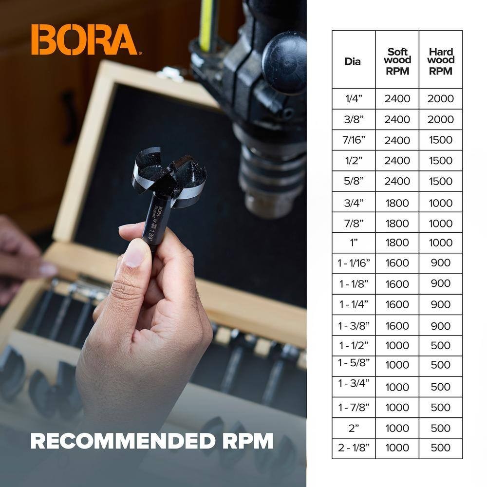 BORA Tempest Forstner Drill Bit Set -1/4″ to 2-1/8″ – Precision Bits by Fisch