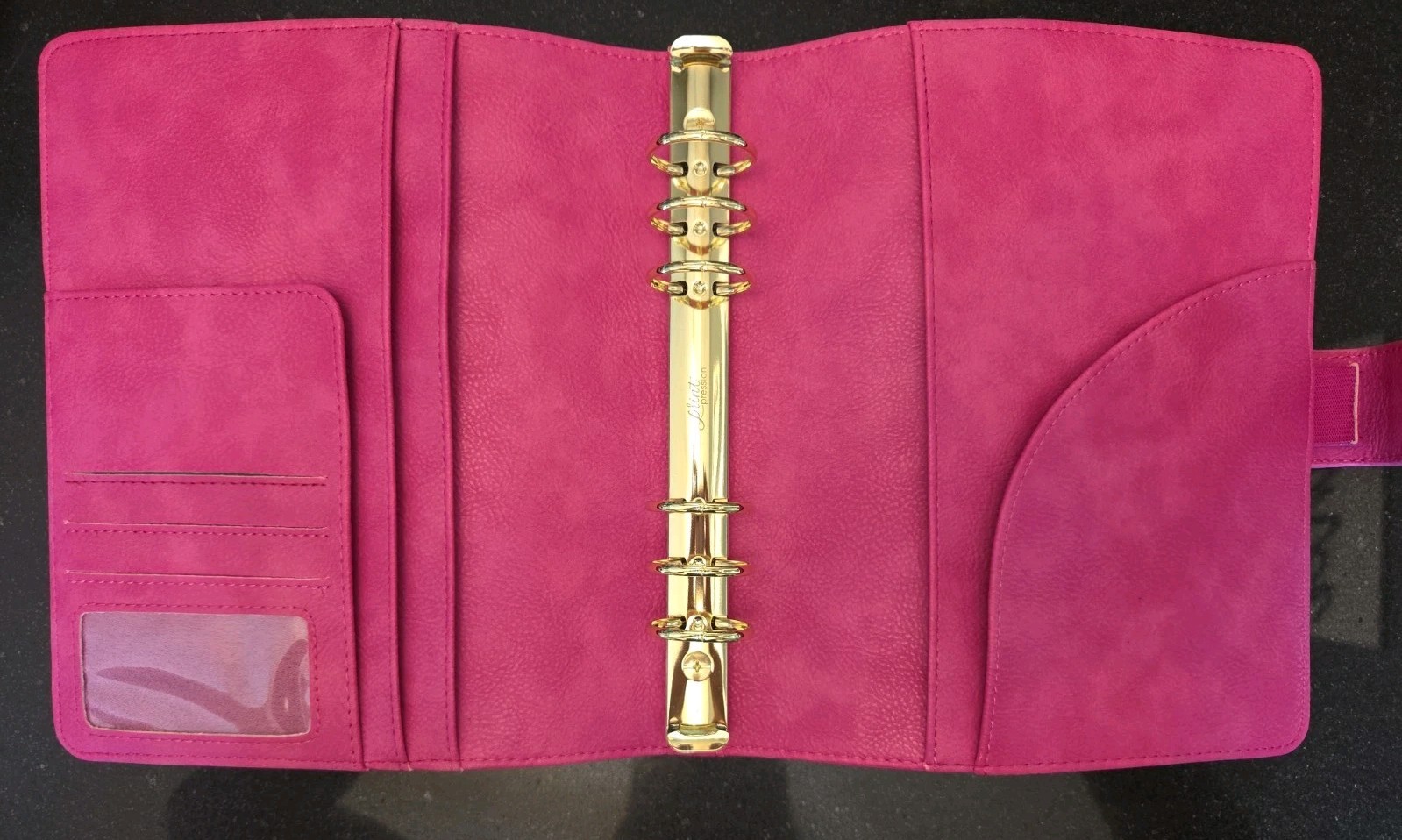 Hot Pink Print Pressions Faux Leather Planner Wallet Card Holder Binder A5 NWOT